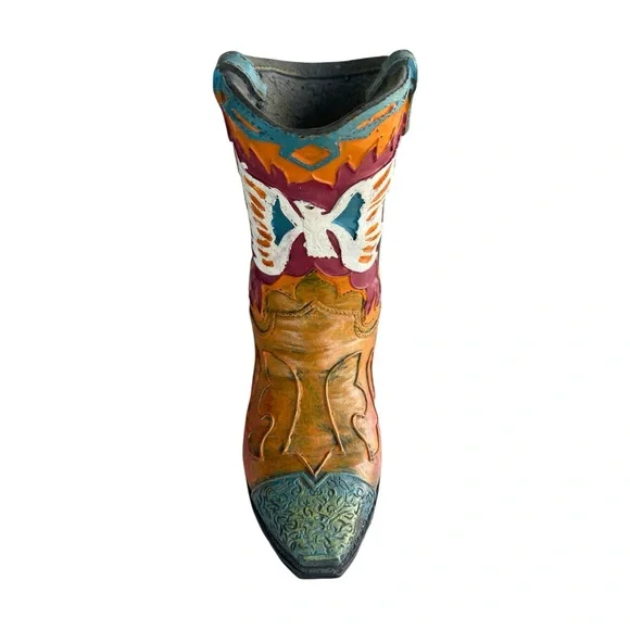 Colorful Mini Western Cowboy Boot Decor Orange, Red, Teal Turquoise, White - Picture 3 of 10